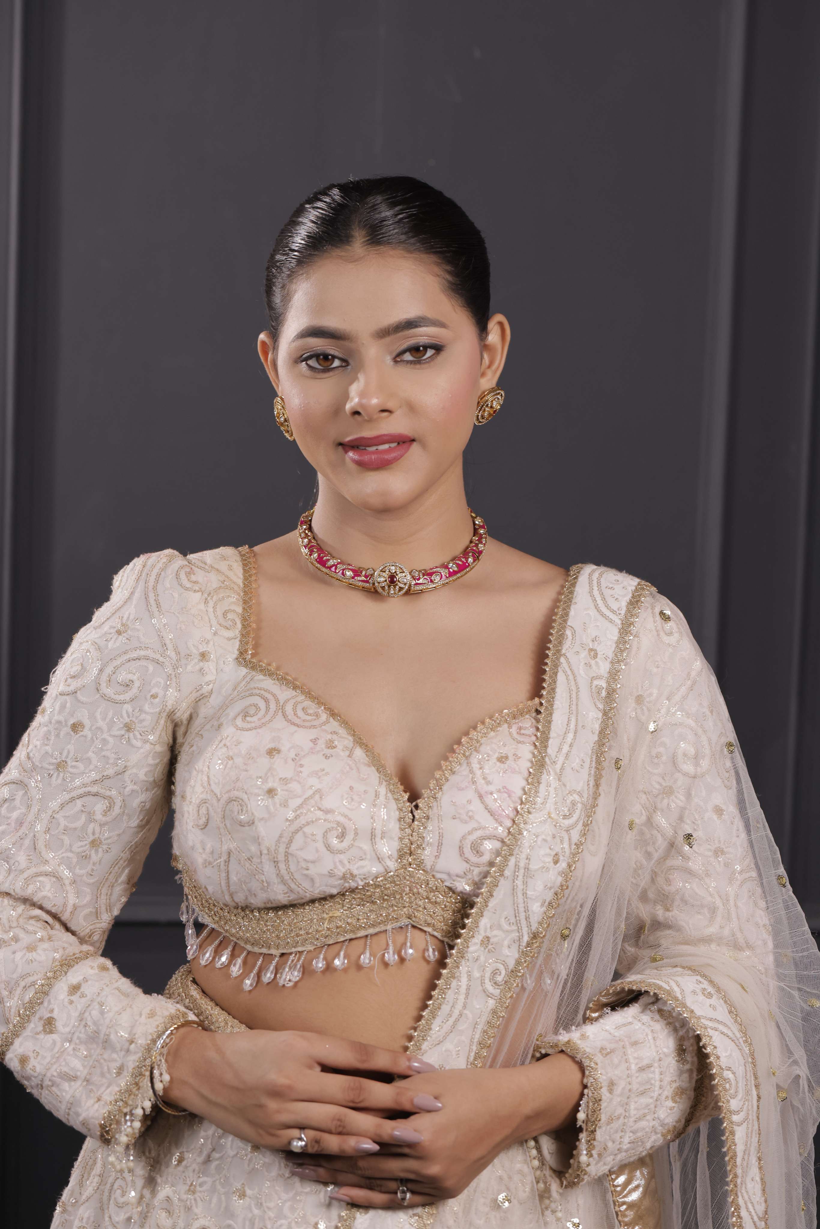 RAJWARI JADAU RUBY HASLI SET