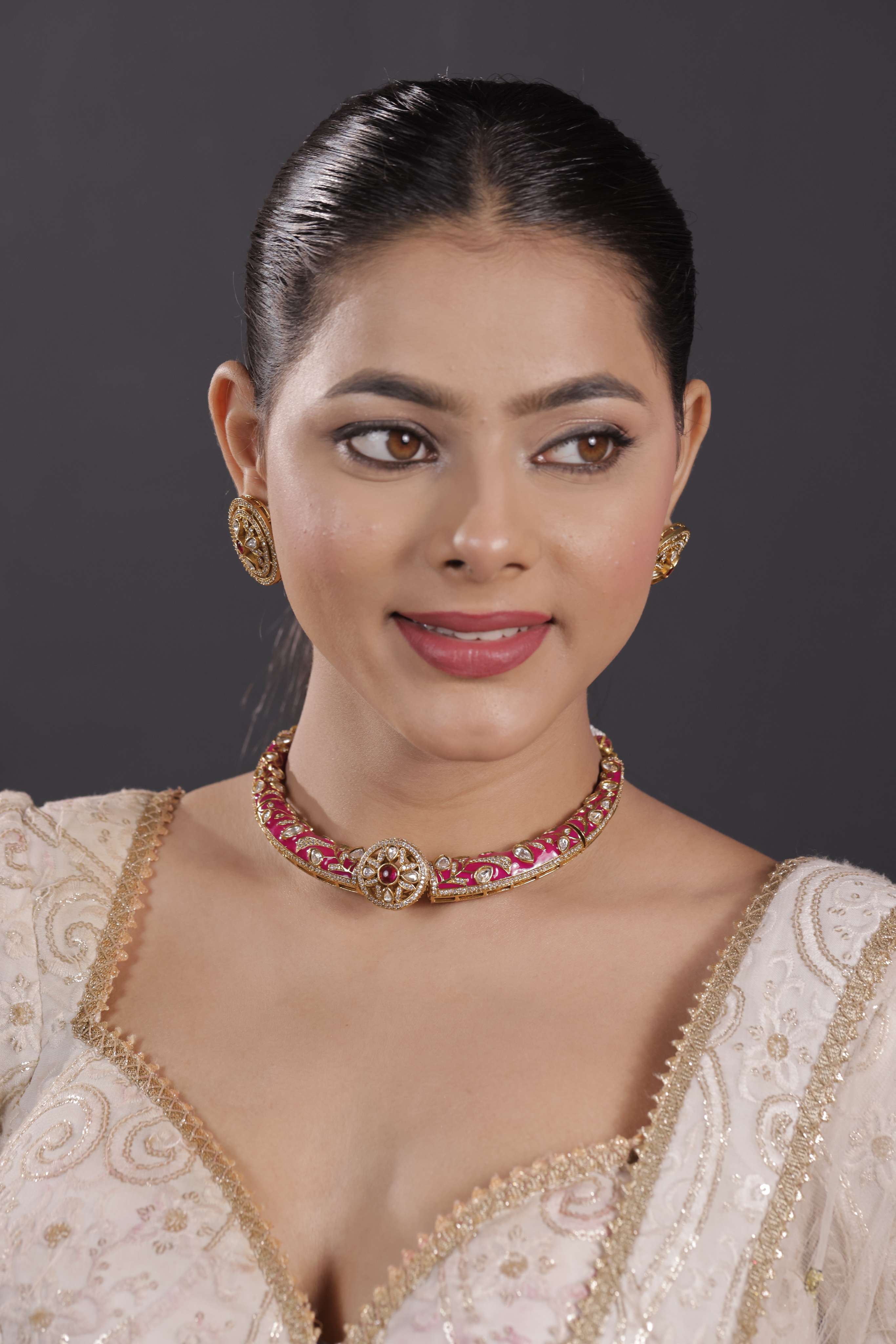 RAJWARI JADAU RUBY HASLI SET