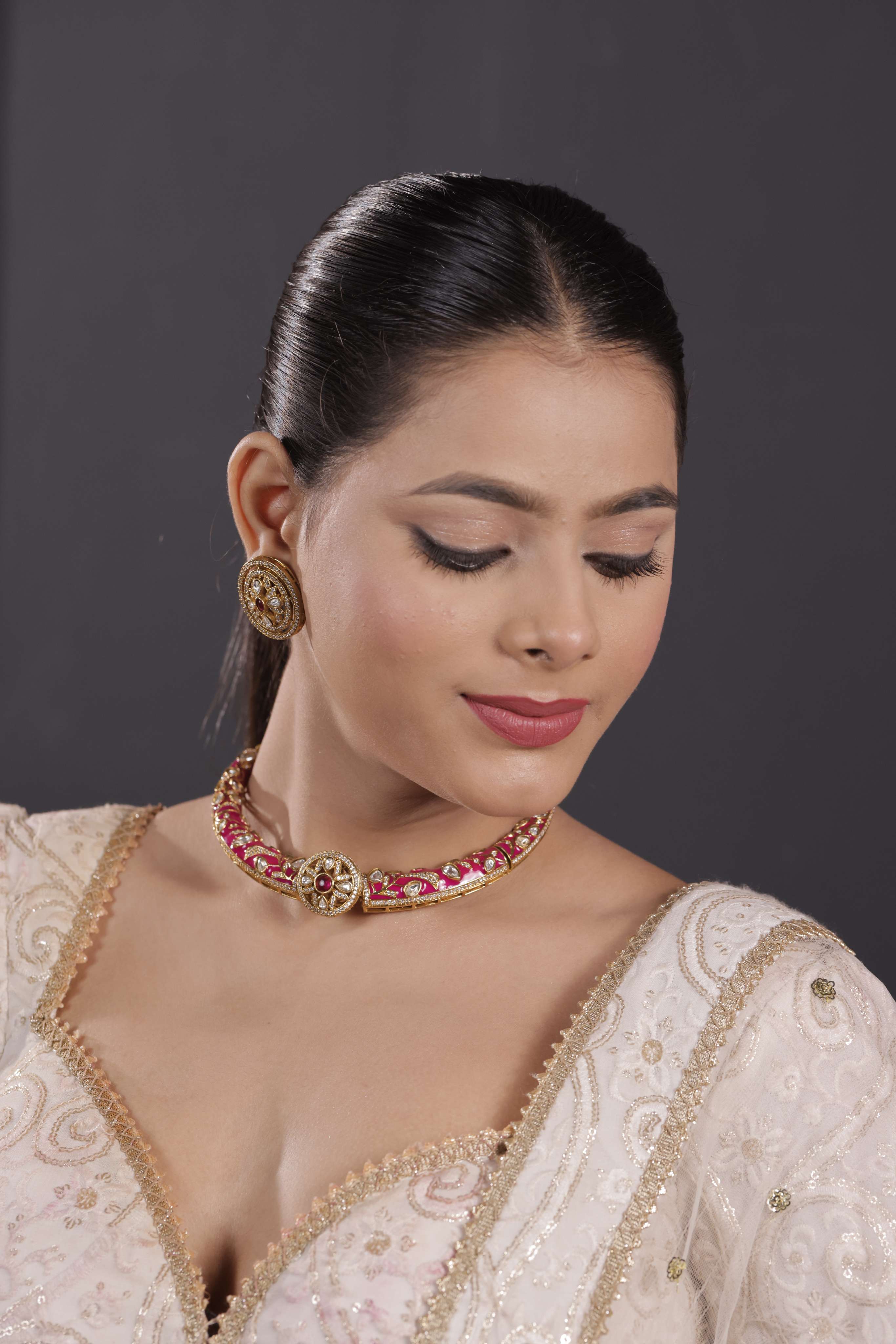 RAJWARI JADAU RUBY HASLI SET