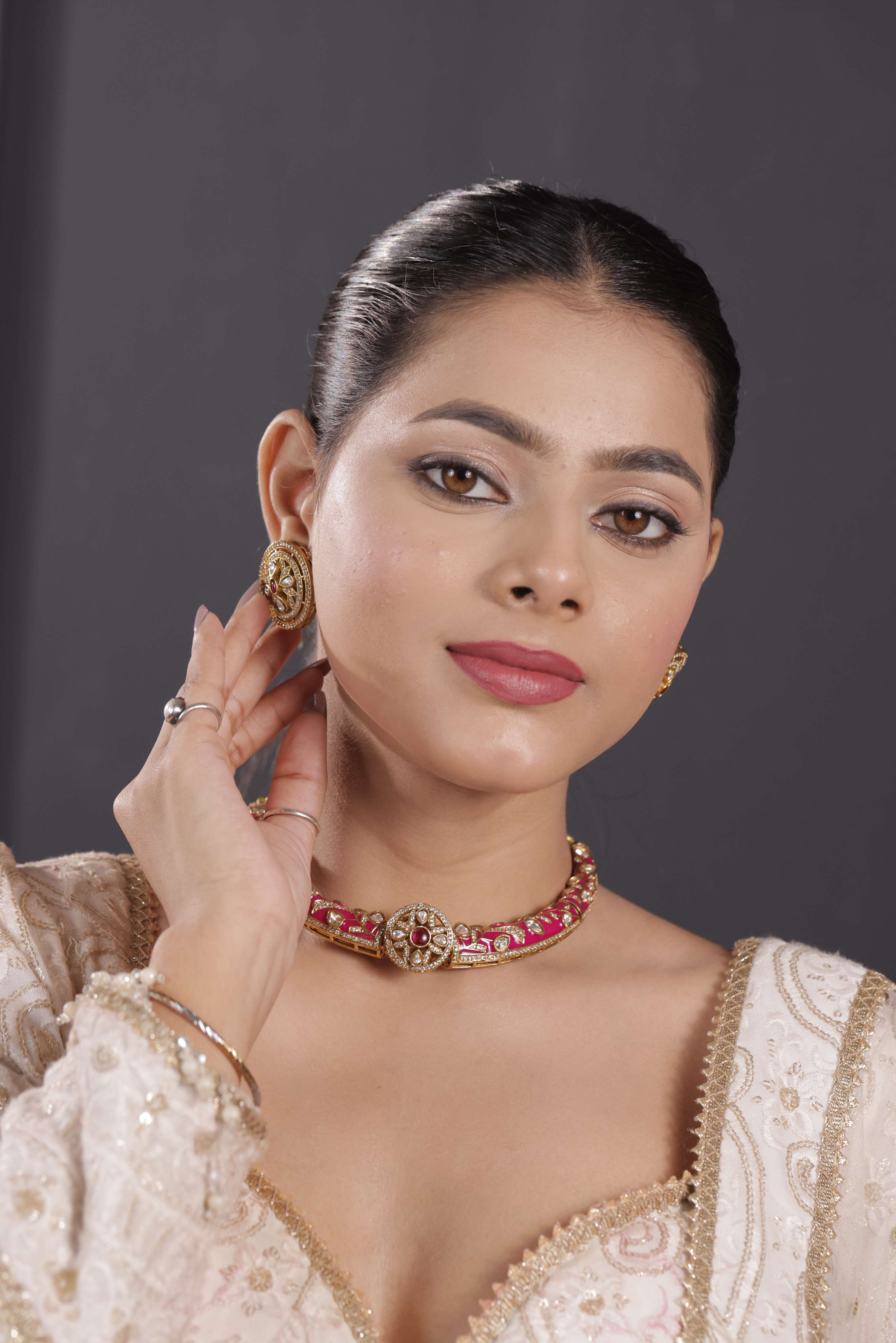 RAJWARI JADAU RUBY HASLI SET