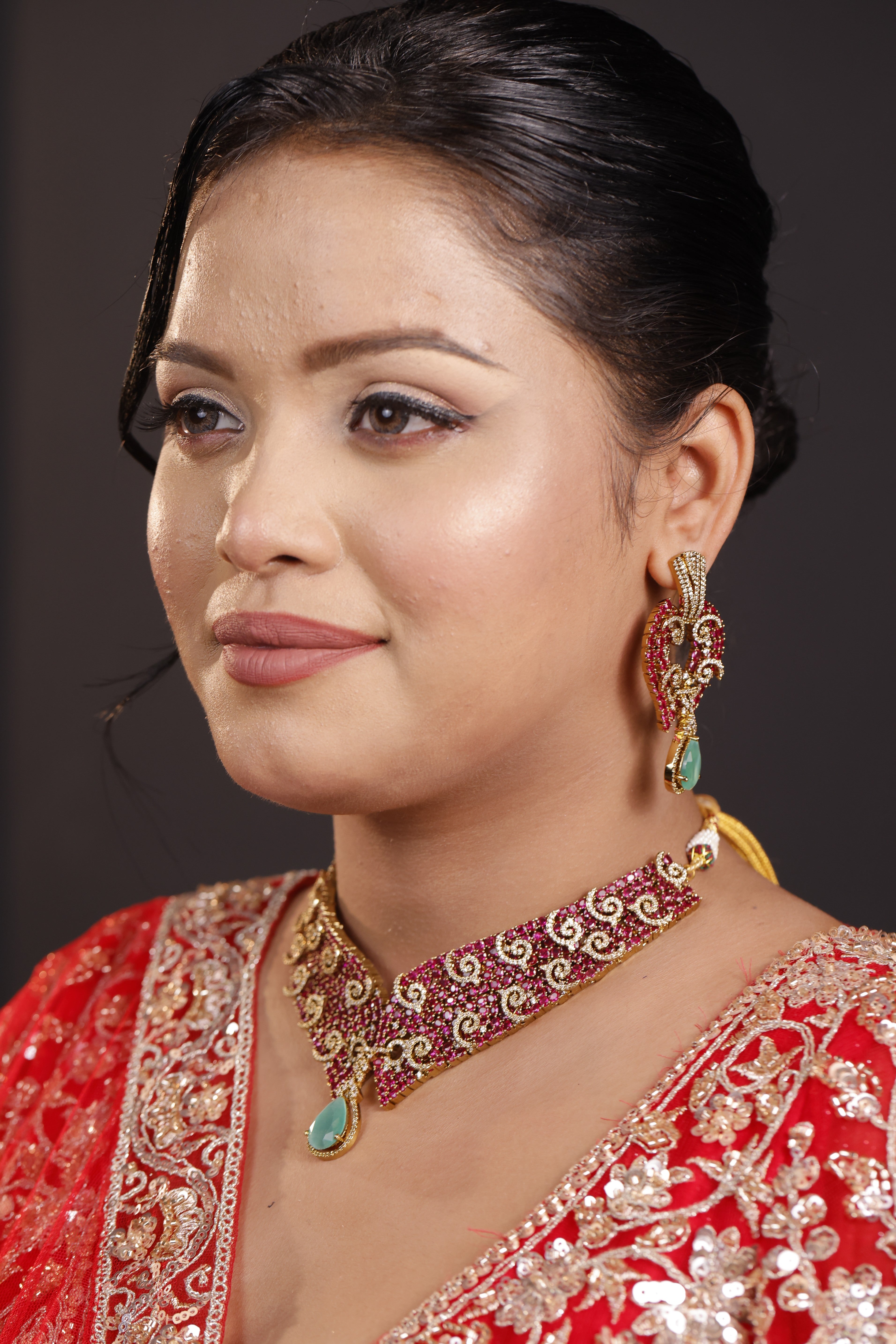 Premimum Red Amecrican Diamond Set