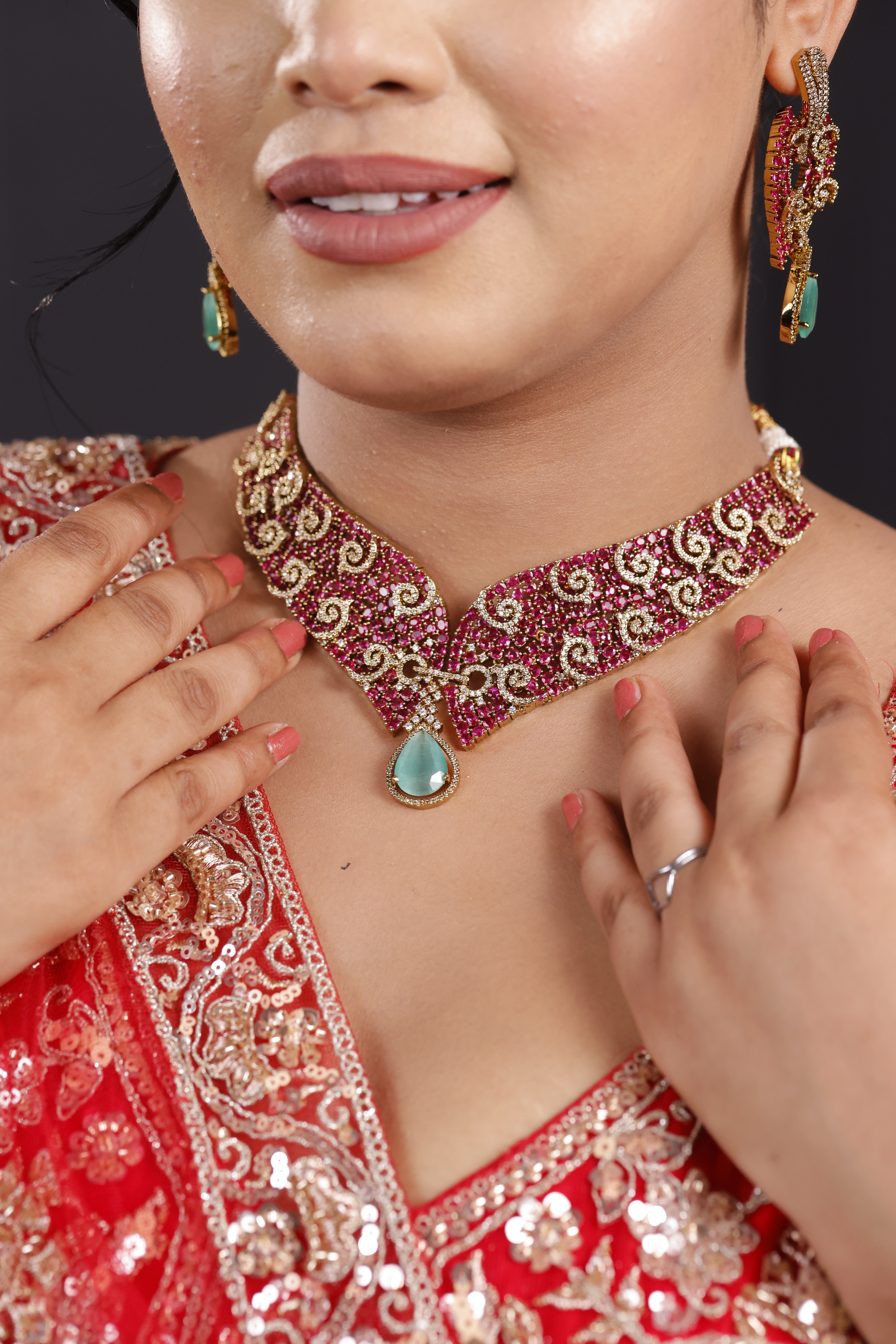 Premimum Red Amecrican Diamond Set