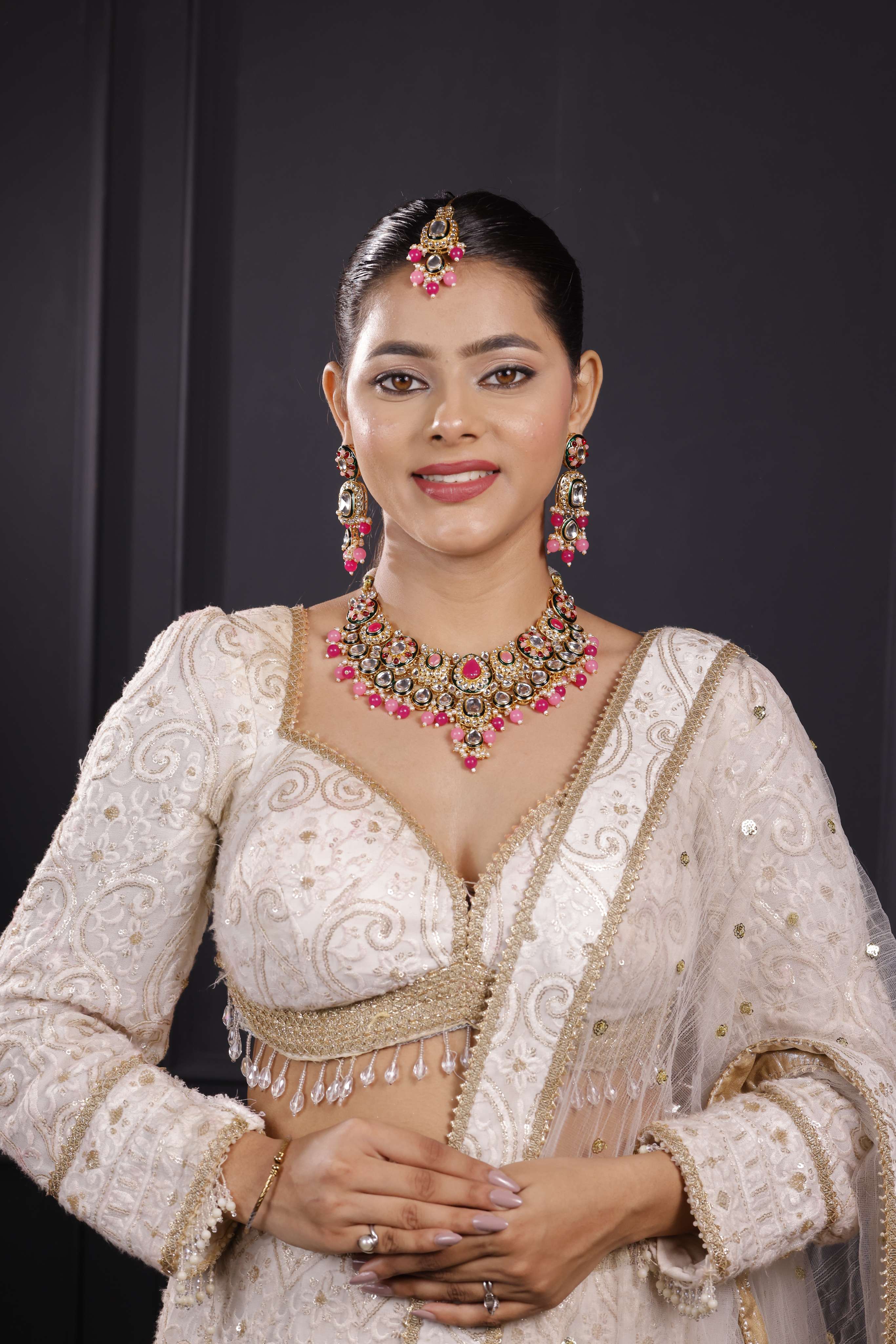 Pink Royale Queen Kundan Necklace Set