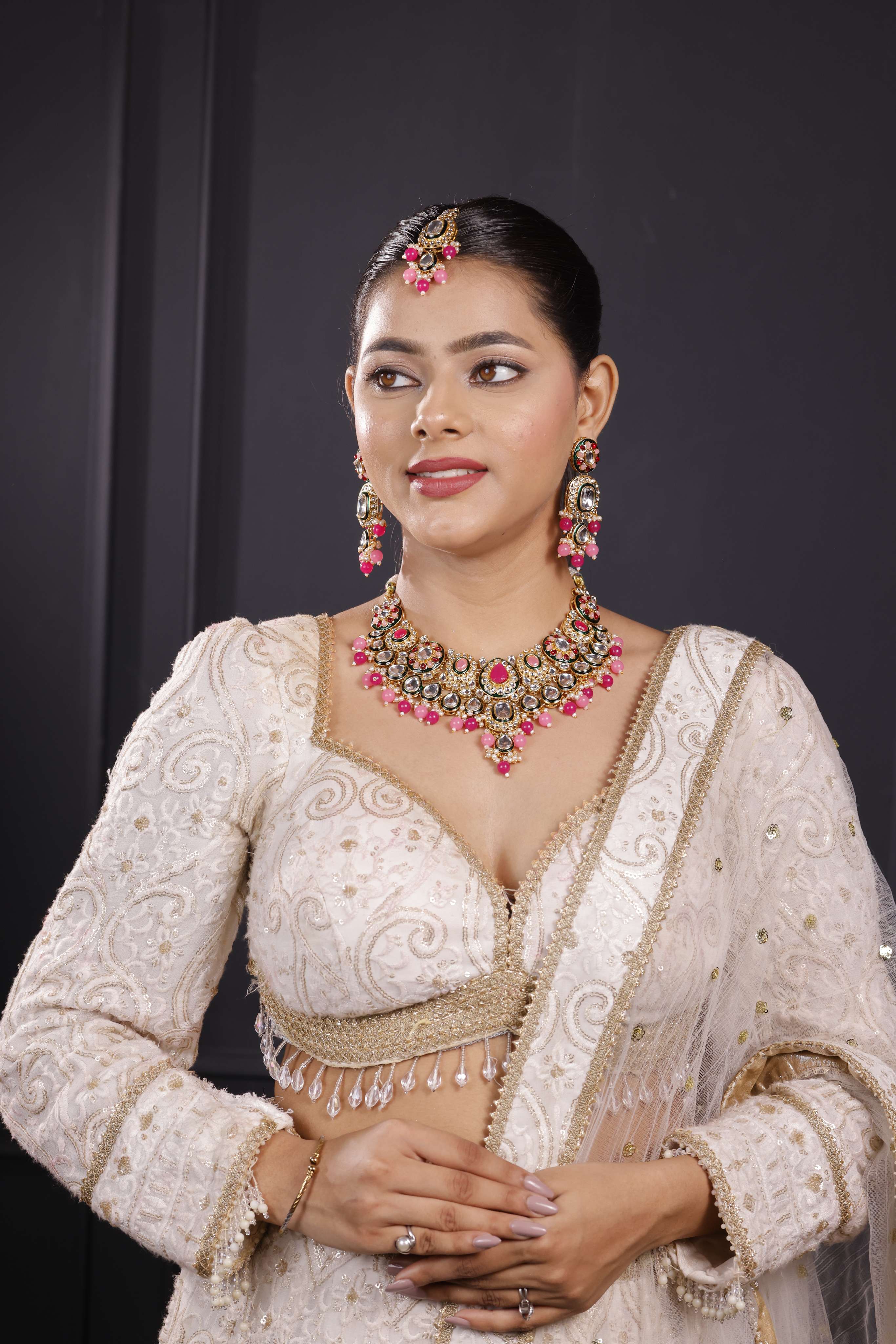 Pink Royale Queen Kundan Necklace Set