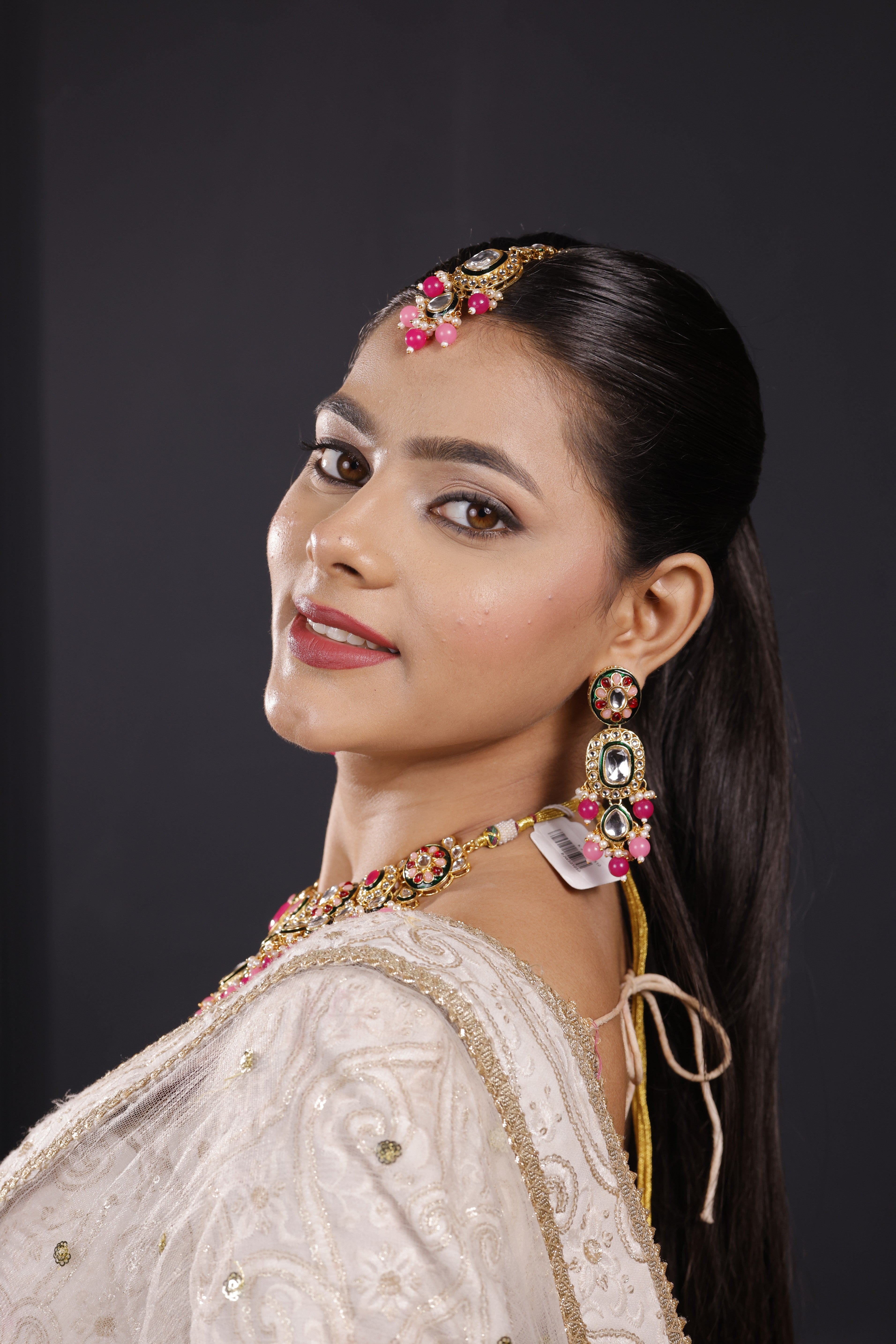 Pink Royale Queen Kundan Necklace Set