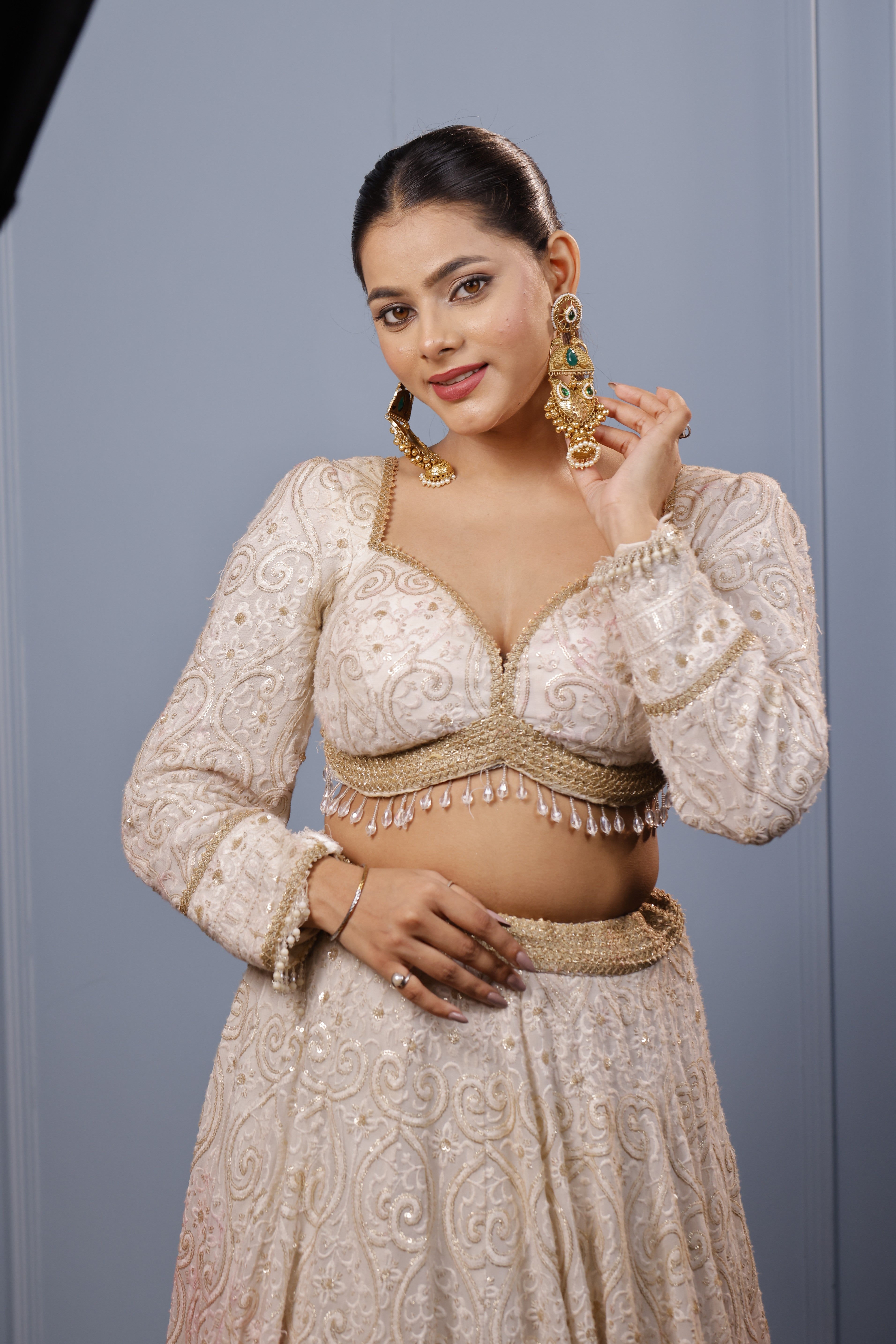 Golden kashimiri long  earrings