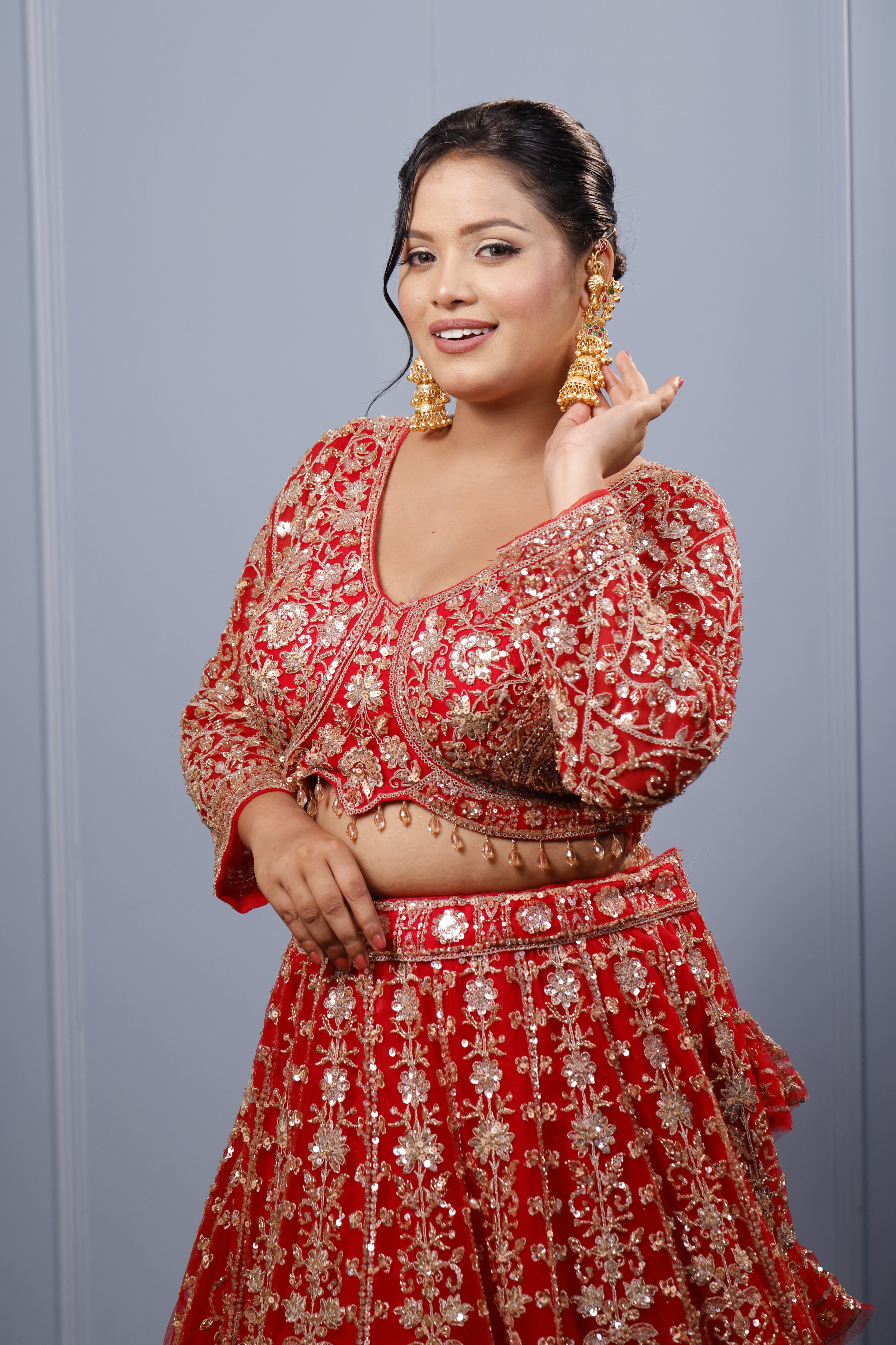 Gold Plated red green kanphool