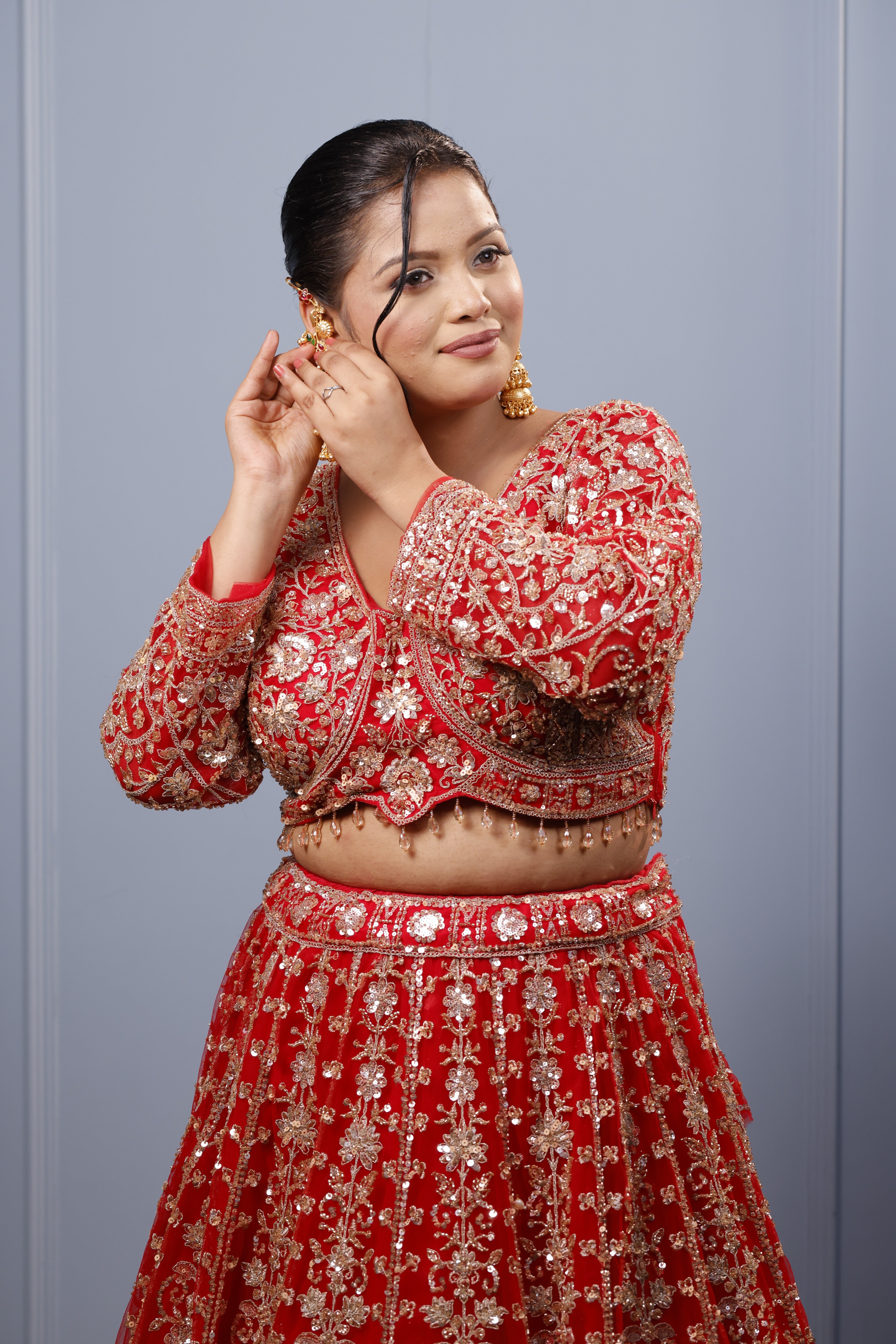 Gold Plated red green kanphool