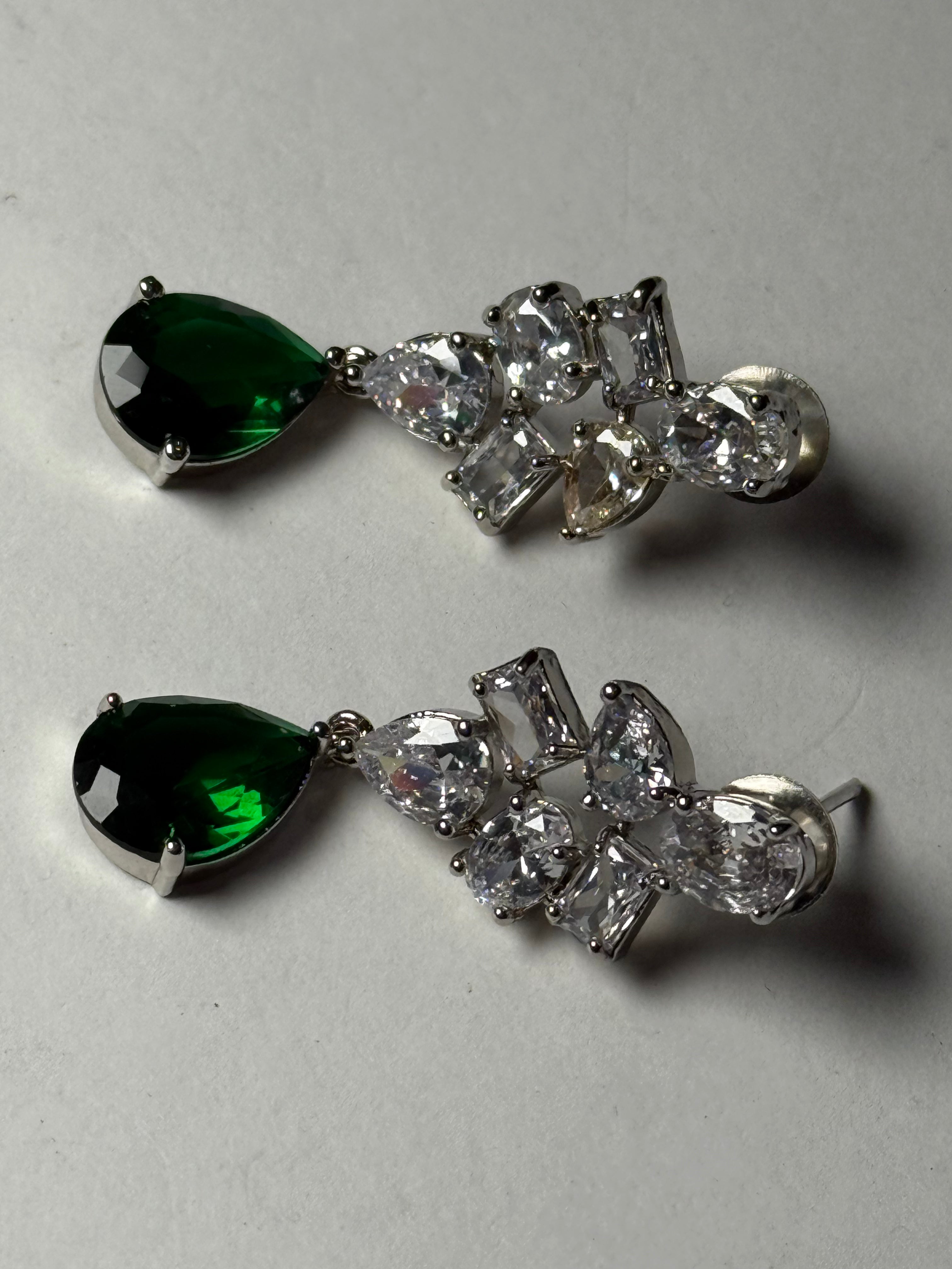 Princess Emerald American Diamond Designer Necklace Set | Premium AD Jewellery for Women