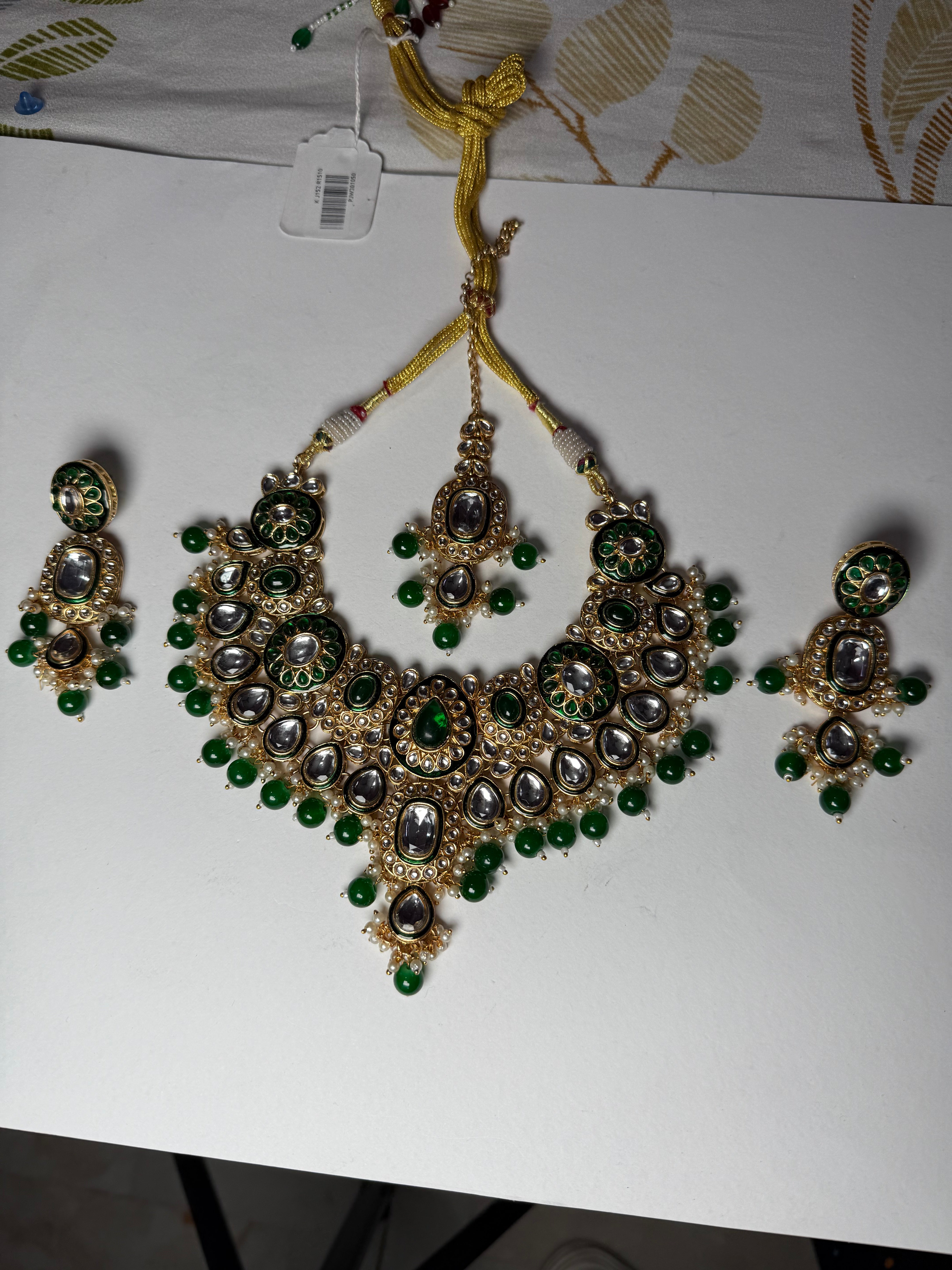 Princess Kundan Semi-Bridal Necklace Set with Earrings & Maang Tikka | Heavy Beaded Jewellery