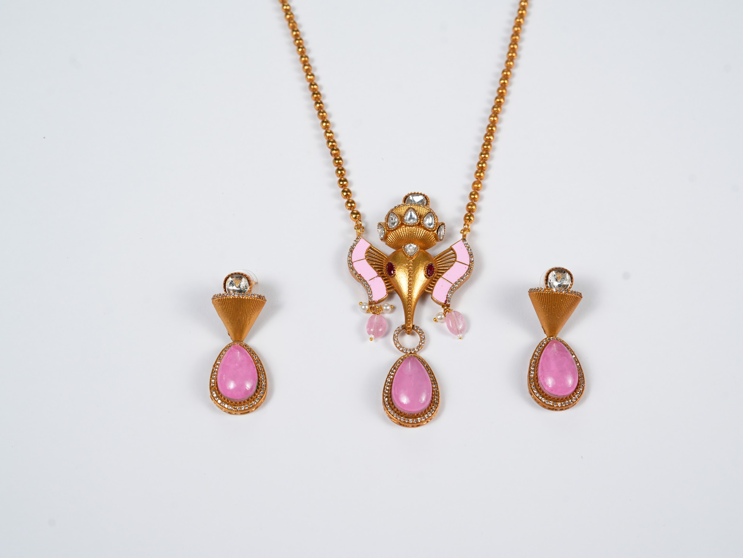 Pink GANESHA CHAIN PENDENT Set