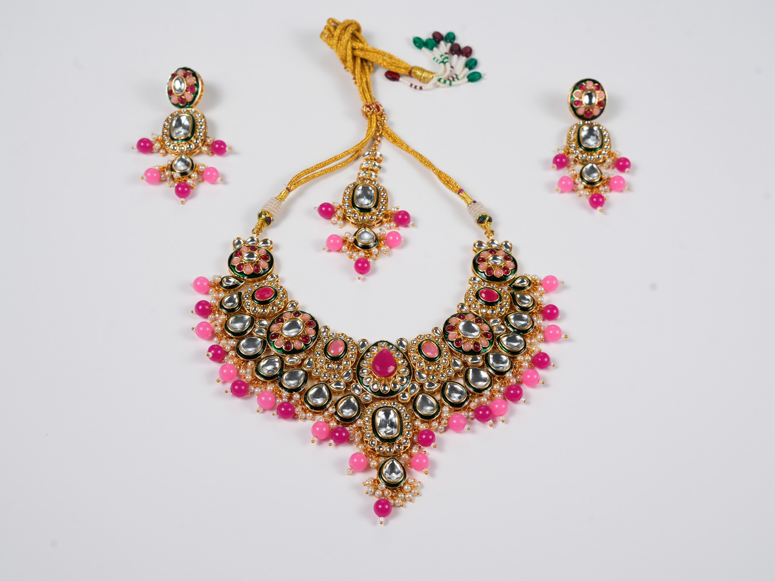 Pink Royale Queen Kundan Necklace Set