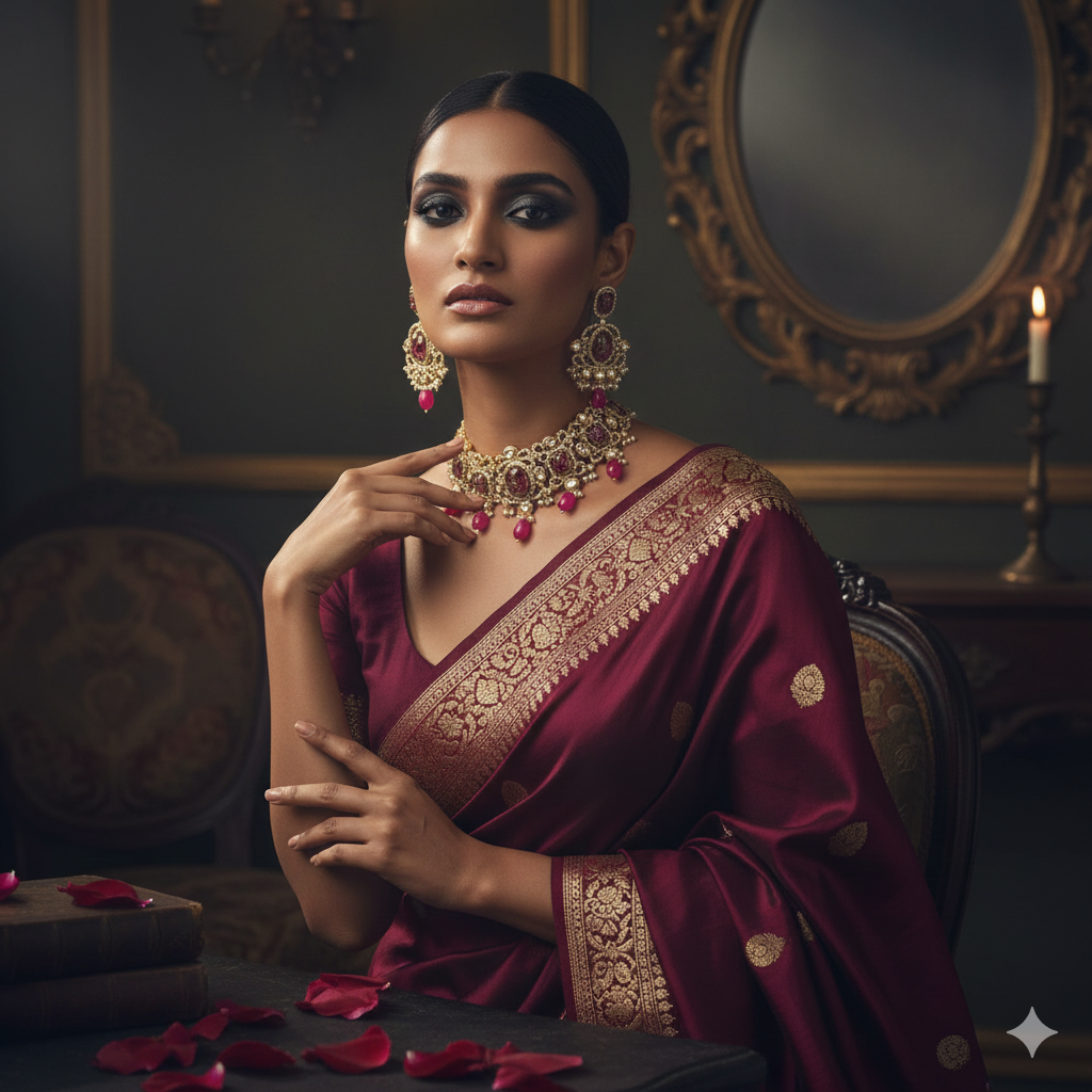 Royal Multi-Stone Polki Kundan Necklace Set | AD Onyx Beads Choker with Chandbali Earrings | Premium Golden Finish