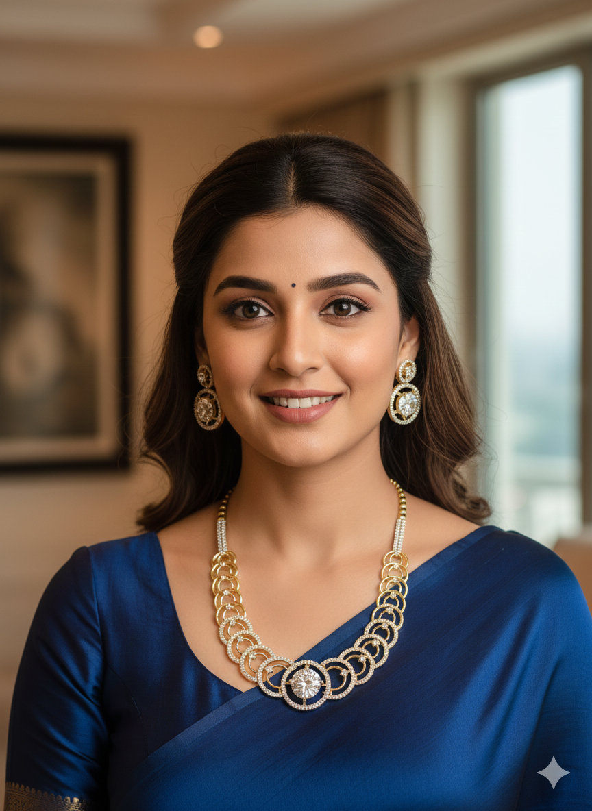 Solitaire Glow American Diamond Necklace Set | High-Shine AD Jewellery