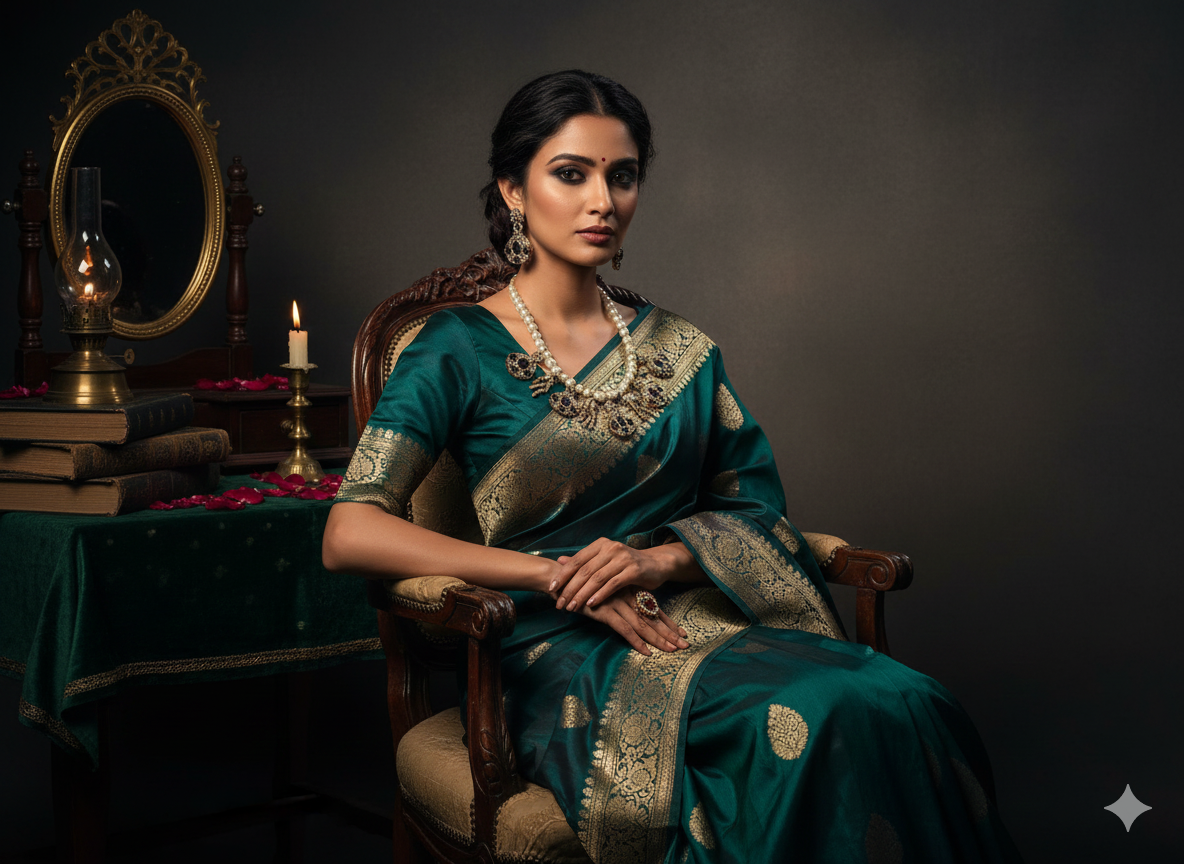 Pearl Mala Bird Designer Necklace Set with Big Earrings | Premium AD Brass Jewellery