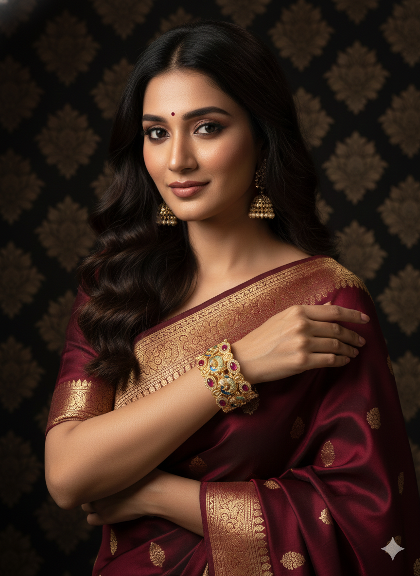 Rajwadi Peacock Bangle Set for Women | Golden Polish with Ruby Detailing | Premium Next-to-Gold Finish | Alloy | Set of 2 | Available in Sizes 2.4, 2.6, 2.8